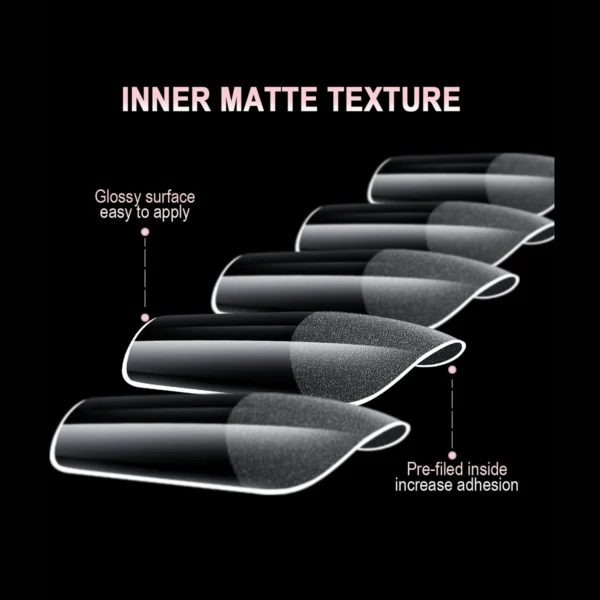 600Pcs Full Cover Half Frosted False Nail Tips Square French Fake Soak Off Gel Nail Extension Tips Press On Nails Nail Supplies - Image 3