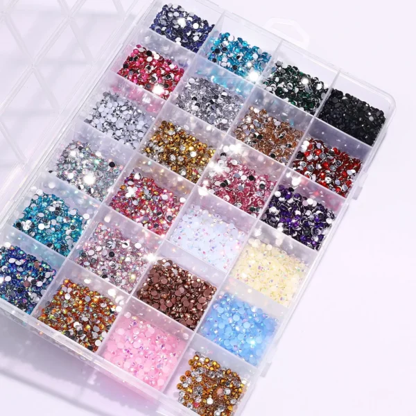 3500 Pcs/Box Round Resin Flat Bottom Color Glitter Rhinestones Kit DIY 3D Nail Art Decoration Gems Accessories - Image 2