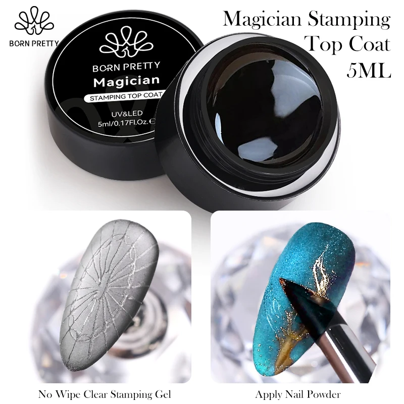 kf-S5dc602b96a70456d9e3d03f27c8ff7d6o BORN PRETTY 5ml Magician Stamping Top Coat No Wipe Clear Stamping Gel For Apply Nail Powder Transparent DIY Manicure Print Tool - Image 1