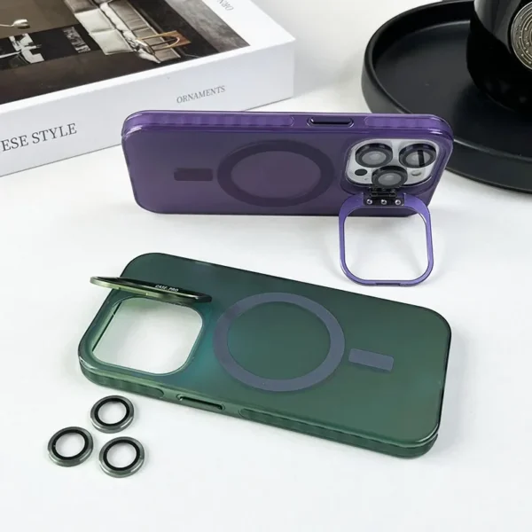Color Change Magsafe Magnetic Phone Case For iPhone 16 15 14 Plus 13 12 11 Pro Max Lens Glass Film Protection Metal Stand Cover - Image 6