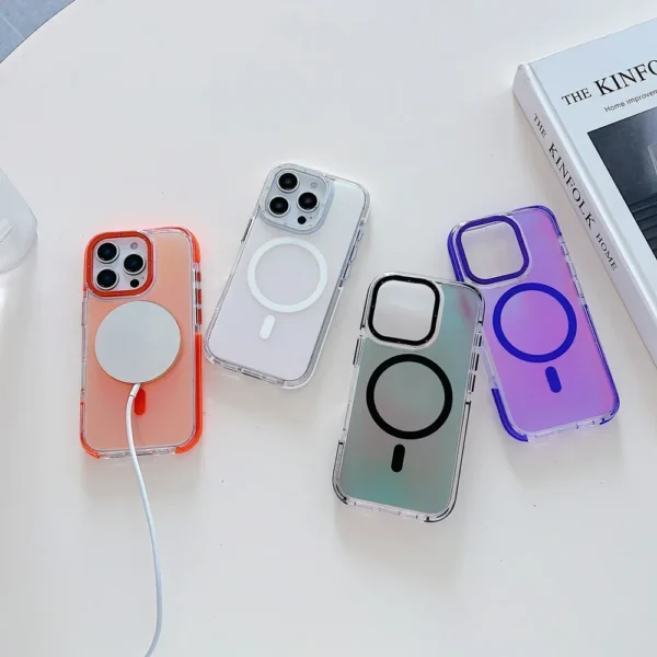 Stylish Metal Lens Magnetic Phone Case for IPhone 17 16 15 14 13 12 11 Pro Max Plus MagSafe Wireless Gradual Change Color Cover - Image 5
