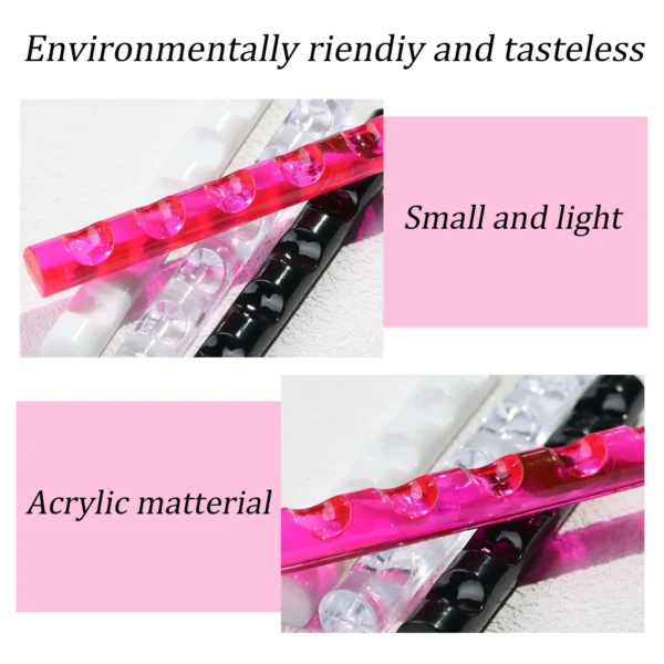 5 Grids Acrylic Clear Nail Brush Shelf Portable Mini crystal Painting Pen Rest Holder Stand Colorful UV Gel Brush Display Holder - Image 3
