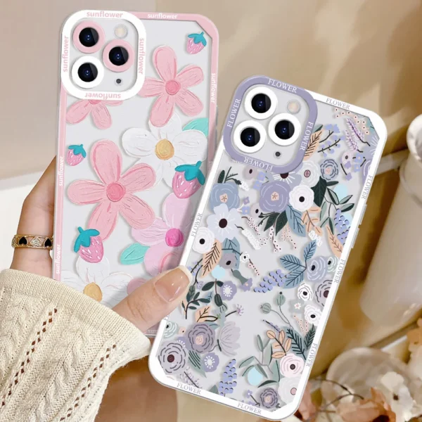 Daisy Flowers Phone Case For iPhone 11 Case iPhone 13 16 14 12 15 Pro Max Mini 7 8 Plus XS XR SE Colorful Love Heart Cover Coque - Image 2