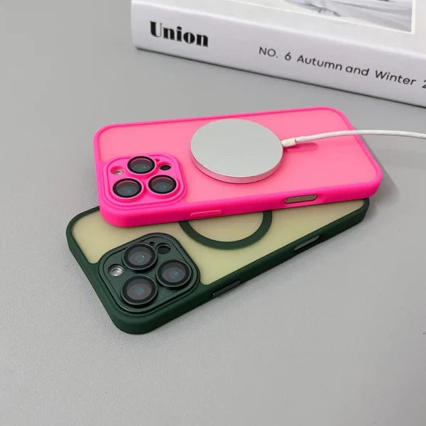 Magnetic Luxury Matte Translucent Armor Shockproof Case For iPhone 16 15 14 13 12 11 Pro Max For Magsafe Wireless Charge Cover - Image 4