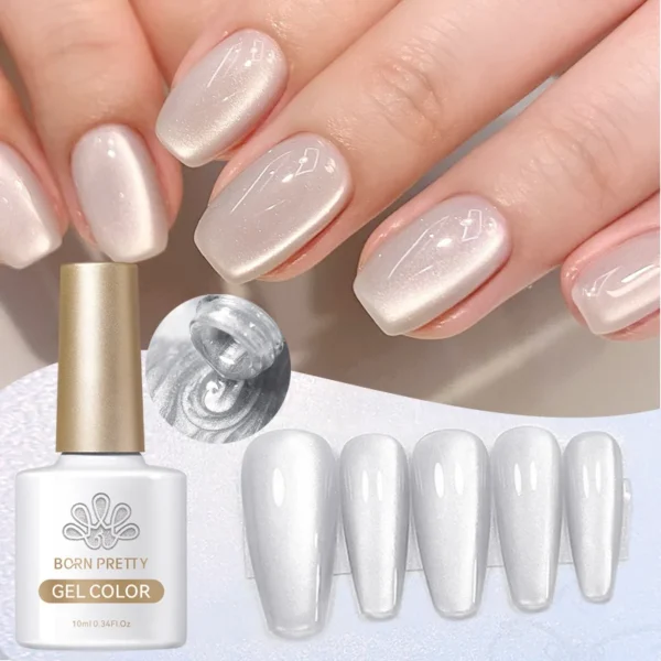 BORN PRETTY Silver Moonlight Cat Magnetic Gel Nail Polish White Light Magnetic Nail Sparkling Glitter Semi Permanent Varnish 10m - Image 2