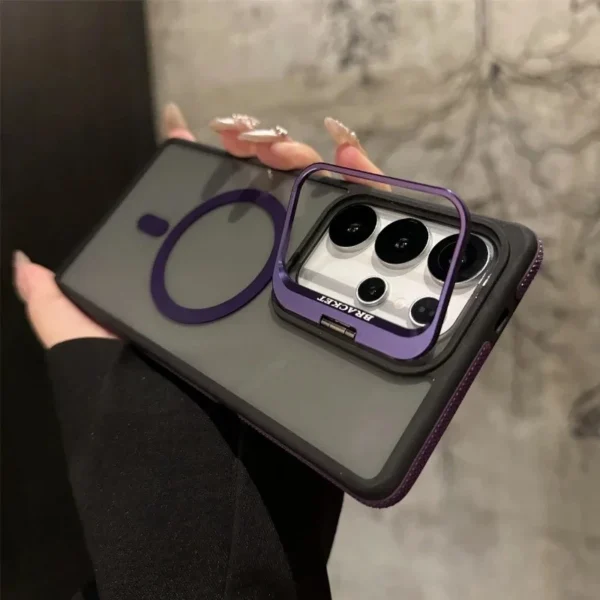 Luxury Magsafe Transparent Kickstand Stand Phone Case For Galaxy Samsung S25 S24 S23 S22 Ultra Plus FE Magnetic Bumper Cover - Image 4