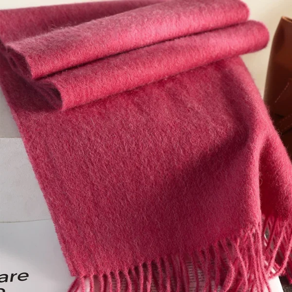 Knitted Scarf Women 100% Wool Winter Warm Scarves Bright Solid Color Design Thickened Shawl Soft Triangle Pashmina Neck 2025 NEW - Image 6