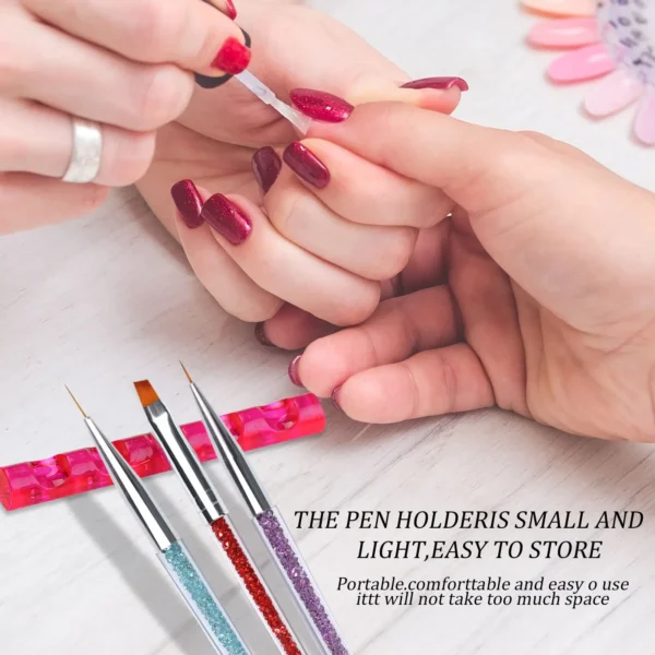 5 Grids Acrylic Clear Nail Brush Shelf Portable Mini crystal Painting Pen Rest Holder Stand Colorful UV Gel Brush Display Holder - Image 2