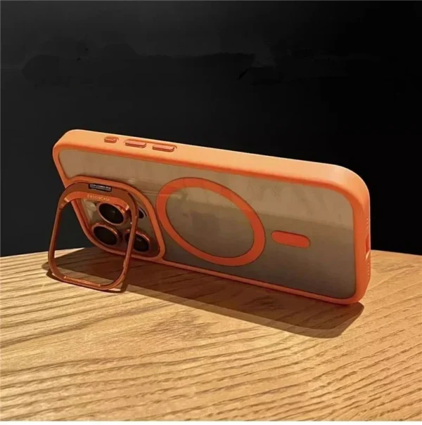 Luxury Magnetic Shockproof Phone Case For iPhone 11 12 13 14 15 16 Pro Max Plus Magsafe Glass Lens Stand Protection Back Cover - Image 3
