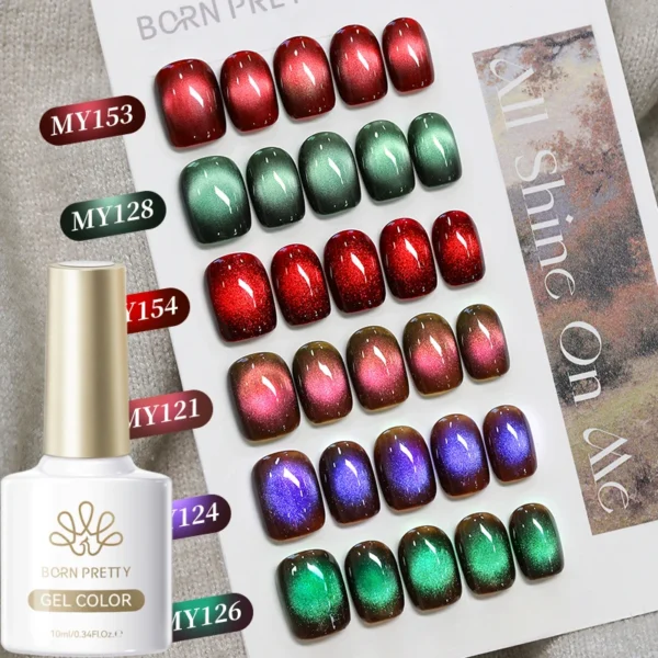 BORN PRETTY 10ml Mint Soda Glass Bead Cat Magnetic Gel Christmas Green Glitter Soak Off UV Gel Nail Art Varnish Manicure - Image 5