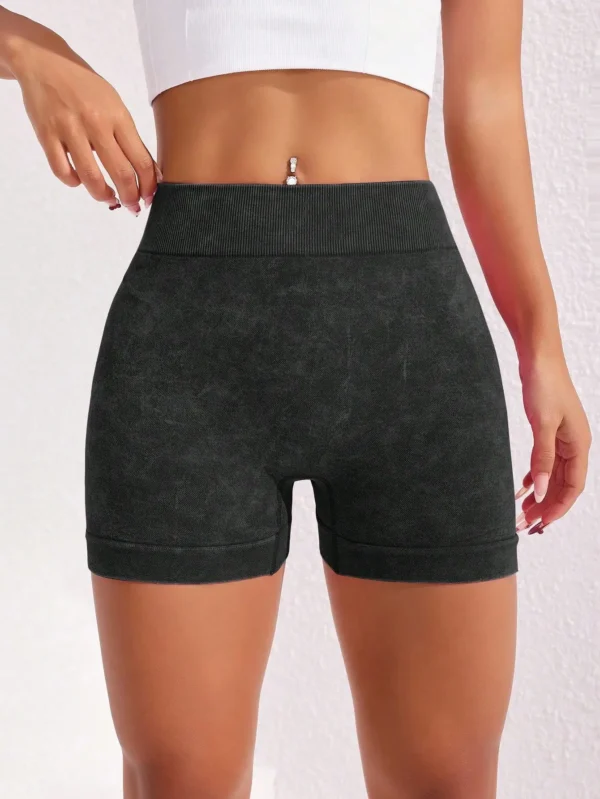 Women's Washed Yoga Shorts Fitness Quick Drying High Waist Workout Biker Shorts Hip Lift V Waist Sports Shorts - Image 3