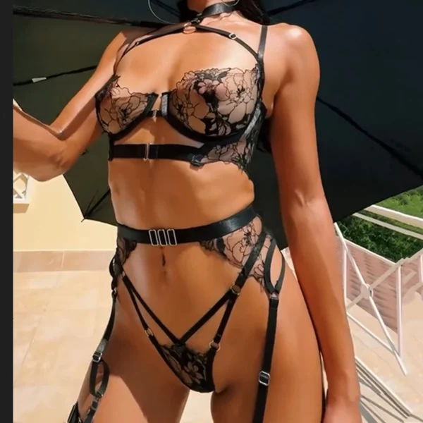 Ellolace Sexy Lingеrie Set New 2024 Halter Bra Push Up Erotic Costume Fantasy Intimate Sexy Female Complete Transparent Outfits - Image 4