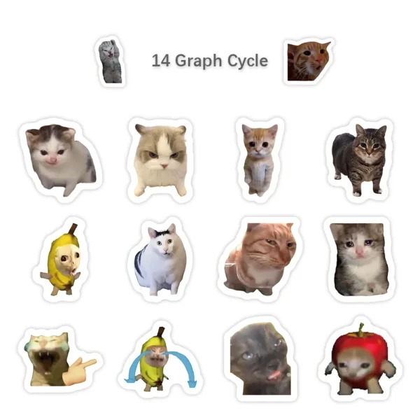 500pcs/roll Funny Cat Meme Stickers Sealing Label Decals Cute Decoration Notebook Phone Guitar Kids Reward Cartoon Sticker Gift - Image 5