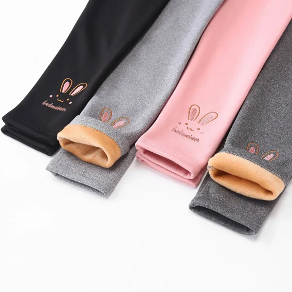 2025 Children Leggings Girls Fleece Lined Thermal Bottoms Baby Casual Trousers Kids Warm Pants Elastic Bunny Tights 3-8 Years - Image 2