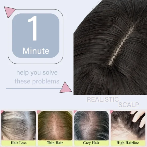 Synthetic Long Wave Hair Topper for Women 22Inch Long Curly Hairpiece With Side Bangs 360° 3D Toppers For Thinning Hair - Image 6