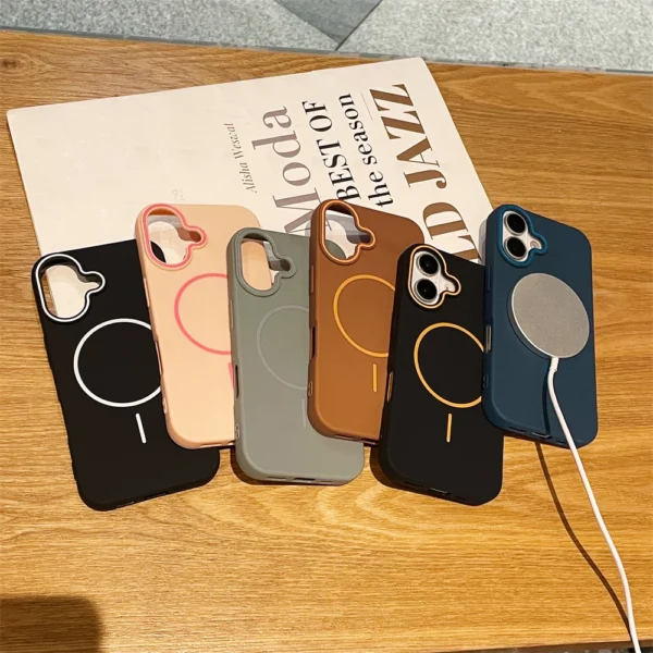Ultrathin Simple Magsafe Case for iPhone 16 Pro Max 15Pro 14 Plus 13 12 11 Matte Hit Color Lens Wireless Charging Soft TPU Cover - Image 6