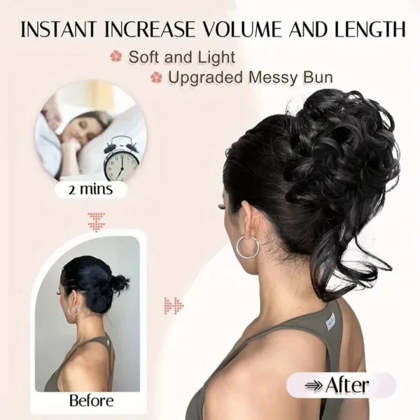 Synthetic Elegant Messy Curly Elastic Rubber Band Hair Bun Fluffy Easy to Style Suitable for Daily Use - Image 5
