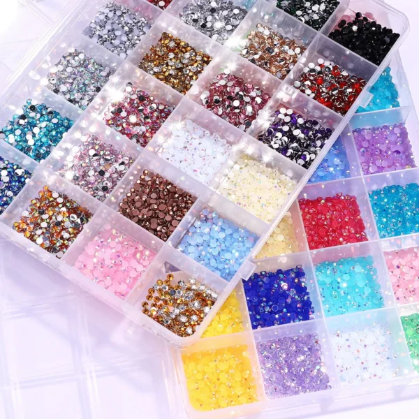 3500 Pcs/Box Round Resin Flat Bottom Color Glitter Rhinestones Kit DIY 3D Nail Art Decoration Gems Accessories - Image 3