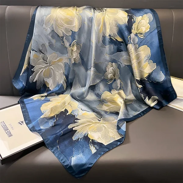 Print Satin Silk Square Scarf Hijab Women Bandana 90CM Headscarves Neckerchief Ladies Muffler Shawl Wrap Foulard Headband - Image 6