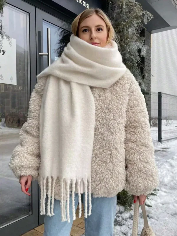 Luxury Winter Scarf Women Cashmere Warm Pashmina Foulard Female Solid Shawls Wraps Thick Soft Bufanda Tassels Scarves Long Stole - Image 4
