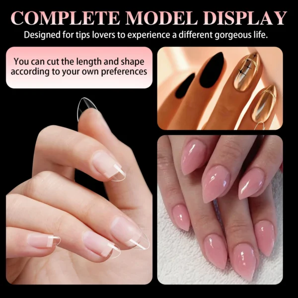 600pcs/Boxed Ultra Short French False Press On Acrylic Nails Tips Almond Square Traceless Manicure Salon Home DIY Fake Nail - Image 5