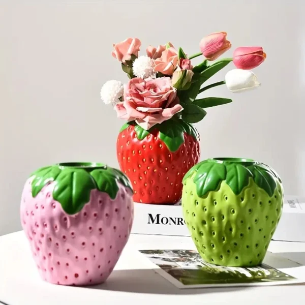 kf-S6ad7c93f45284c058b18e50f5031004b1 Creative Strawberry Shaped Vase for Flower Arrangement Living Room Home Decoration Decoration Flower Pot - Image 1