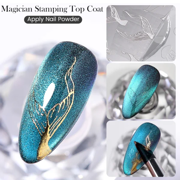 BORN PRETTY 5ml Magician Stamping Top Coat No Wipe Clear Stamping Gel For Apply Nail Powder Transparent DIY Manicure Print Tool - Image 2