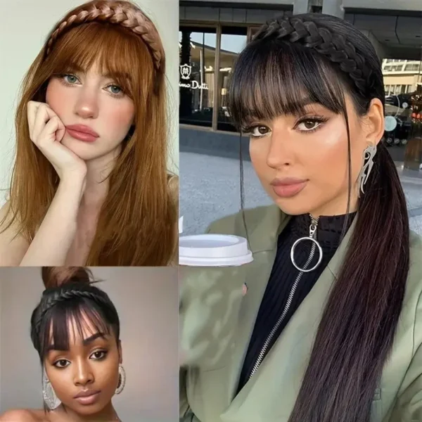 Synthetic New Hair Accessories With Bangs Braids Headband Hair Extension High Temperature Fiber Fake Hair for Women - Image 6