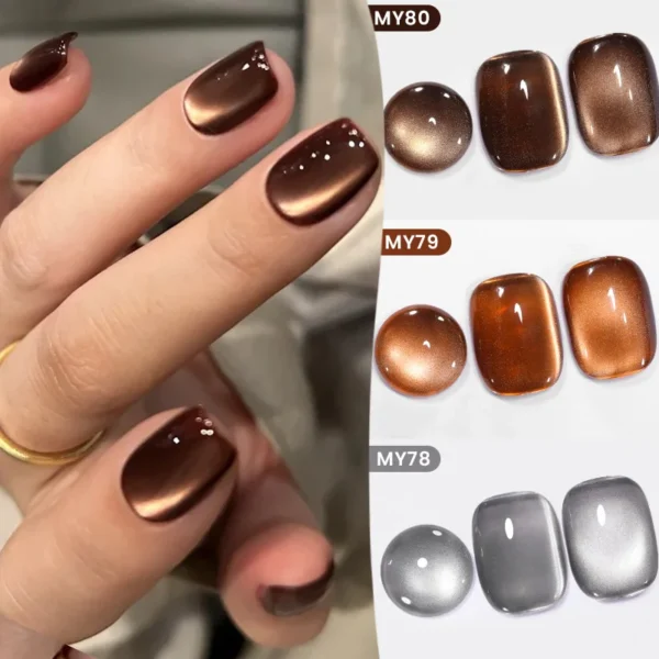 BORN PRETTY 10ml Coffee Brown Cat Magnetic Gel Nail Polish Winter Autumn Glass Beaded Sparkling Glitter Semi Permanent Varnish - Image 5
