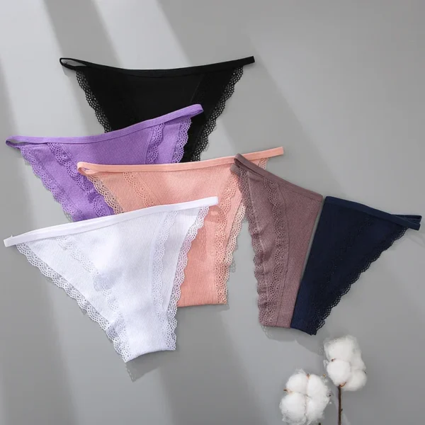 FINETOO 3Pcs/Set Sexy Lace Cotton Briefs Women Solid Comfortable Panties Female Soft Underwear Breathable Intimates Lingerie - Image 4