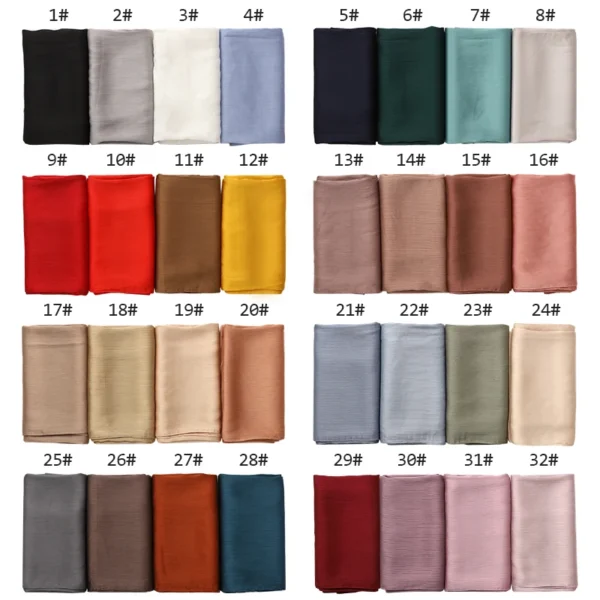 Hot Premium Satin Crinkle Hijab Scarf Chiffon Shawl Plain Muslim Women Hijabs Breathab Islam Women Turban Pleated Scarf Ramadan - Image 4