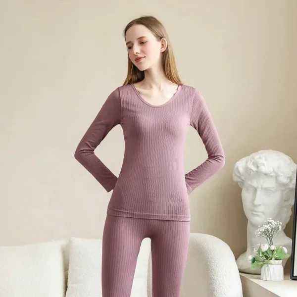 Warm Women's Thermal Underwear Sexy Ladies Intimates Long Johns Women Shaped Sets Female Middle Collar Thermal Shaping Clothes - Image 4