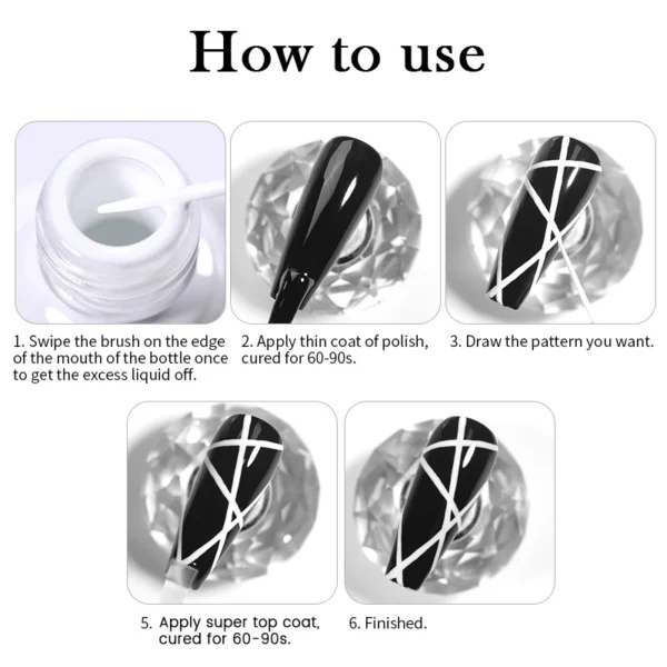 BORN PRETTY 10ml Glitter Silver Liner Paint Gel Nail Polish Line Stripe Gel Vernis Semi Permanent for Drawing Line French Nails - Image 6