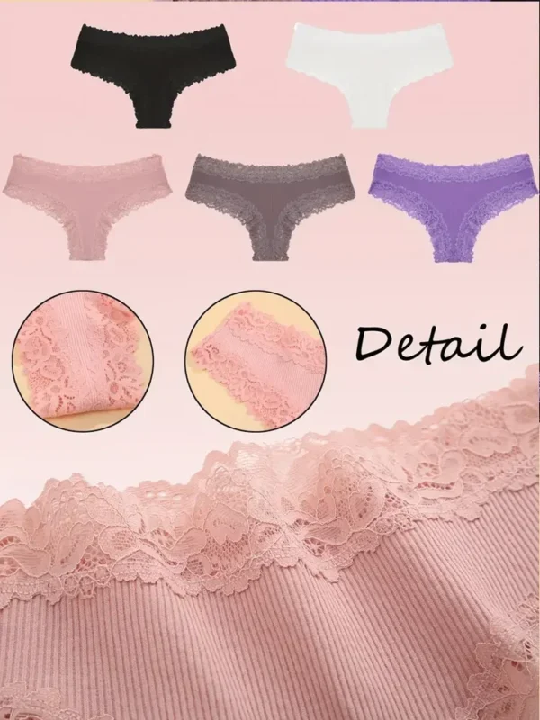 3Pcs/set Women Cotton Lace Panties Floral Intimate Underwear Trendy Patchwork Lace Briefs Female Soft Underpants Lingerie S-XL - Image 4
