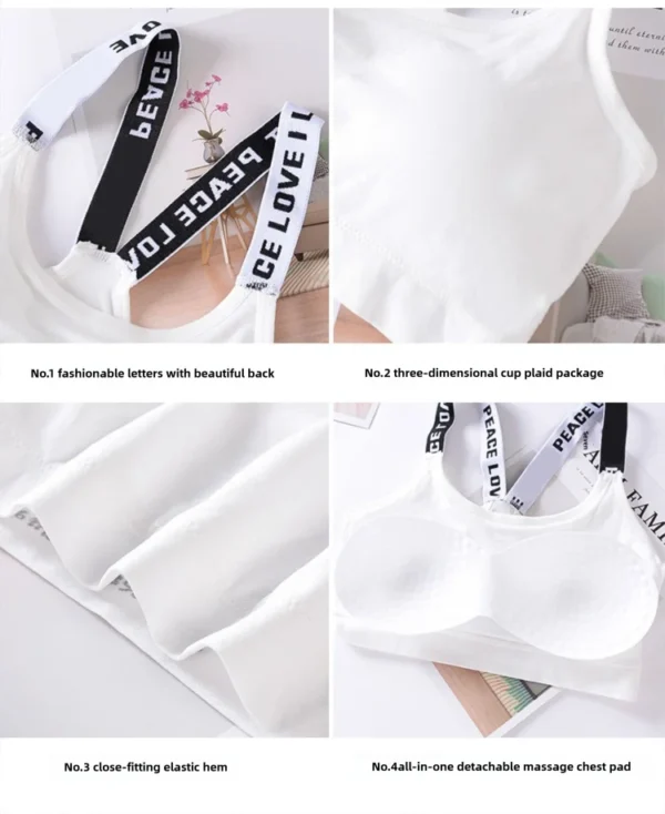 Sports underwear Women Yoga Fitness Seamless Crop Top Wide Letter Straps Comfortable Workout Activewear - Image 6