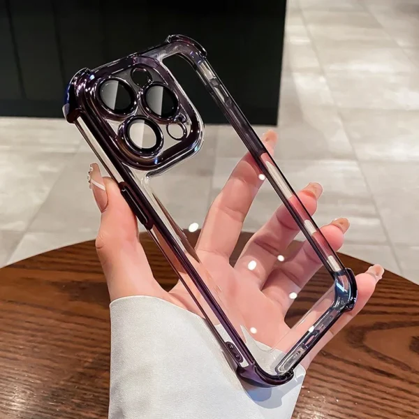 Luxury Electroplate Shockproof Transparent Phone Case For iPhone 15 14 13 12 11 16 17 Pro Max Plus Air Bumper Back Cases Cover - Image 5