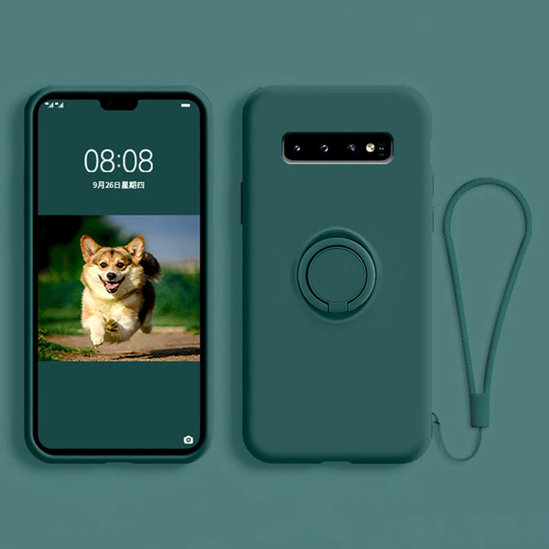 kf-S7257f846de6944968d27ee0e3c93236bA Soft Silicone Case For Samsung Galaxy S10 Plus S21 S20 FE Ultra S Note 20 9 10 S9 S8 S10E E Note20 Note9 Cover Ring Holder Stand - Image 1