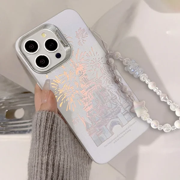 Pink Glitter Castle Phone Case With Lanyard For iPhone 17 Air 16 15 14 13 12 Pro Max Plus Princess Fairytale Phone Case Cover - Image 5