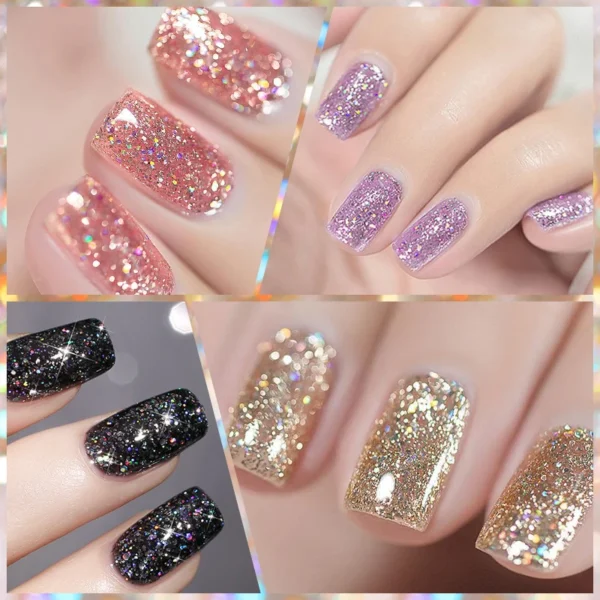 BORN PRETTY Champagne Gold Glitter Reflective Nail Gel Polish 10ml Sparkling Nail Gel Varnis Semi Permanent UV Gel Nail Art Gel - Image 4