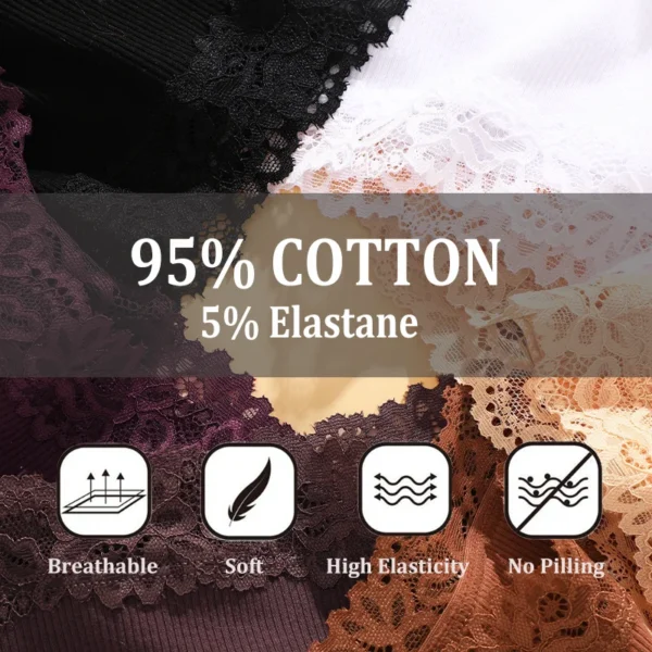 3Pcs Sexy Cotton Briefs Lace Women Low Waist Panties Underwear S-XL Solid Color Ladies Briefs Lingerie Underwear Women - Image 5