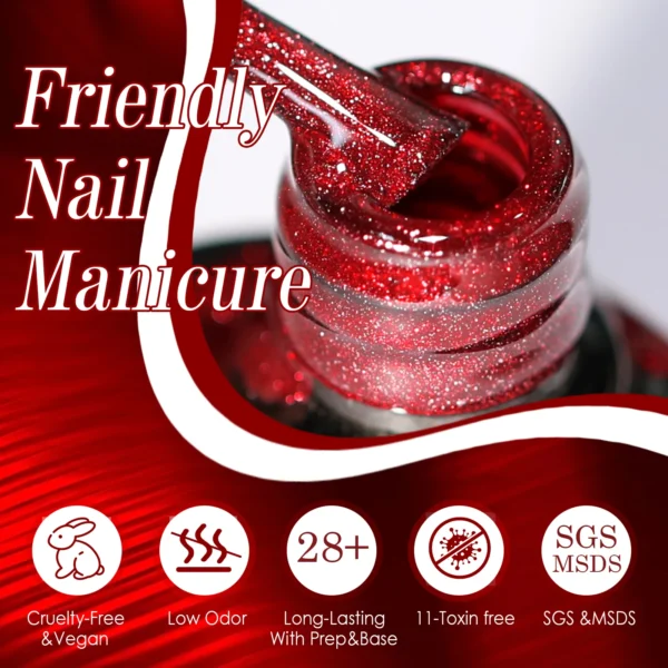 7.5ml Red Ruby Cat Eye Magnetic Gel Nail Polish For Nails Toes DIY Sparking Glass Varnis Semi Permanent Soak Off UV LED Gel - Image 3