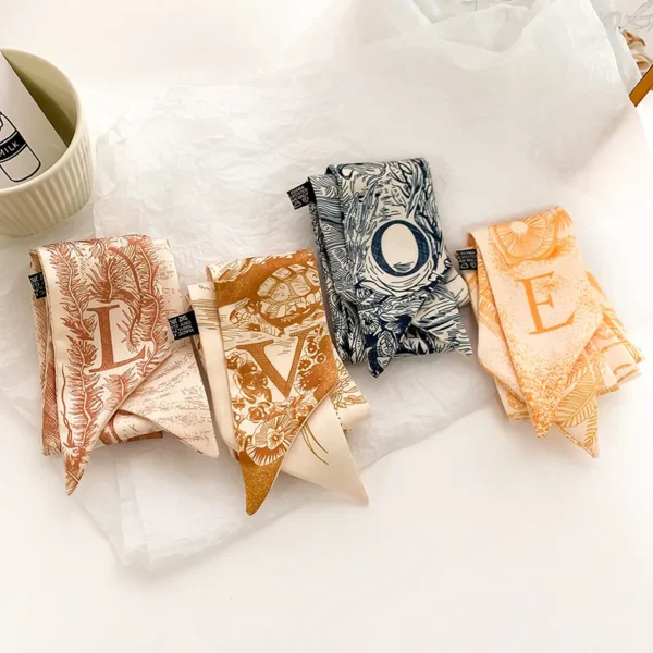 Fashion Skinny Silk Scarf for Women Letter Hair Ribbons Headbands Bandana Female Bag Wrist Wrap Neckerchief Foulard Neck Ties - Image 3