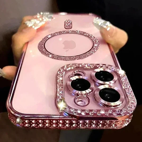 kf-S75fff3cff3d14d0bb8bbaec00fde92b5B Soft Magnetic Diamond Phone Case For iPhone 11 12 13 14 15 16 17 Pro Max Plus Air Glitter Magsafe Bumper Back Cases Cover - Image 1