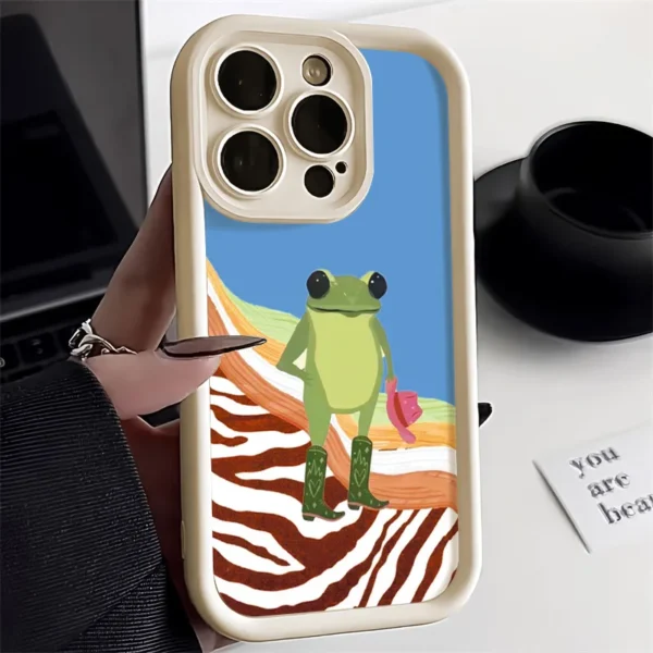 Cute Flower Phone Case For iPhone 16 Pro Case iPhone 13 11 14 15 12 17 Pro Max 16E XR 7 8 Plus SE Cartoon Frog Strawberry Cover - Image 2