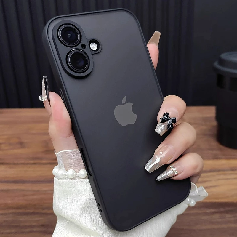 kf-S77e73312f3f84f4b8caab4ff292b2e96d Luxury Transparent Matte Phone Case For iPhone 11 12 13 14 15 16 Pro Max 16E X Xs Max XR 7 8 Plus Bumper Back Cases Cover - Image 1