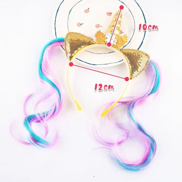 Girl Headband Kids Candy Color Sparkle Sequins Unicorn Braid Children Christmas Rainbow Hair Accessories Baby Birthday Hair Band - Image 6