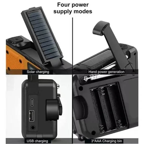 5000mAh Portable Emergency Solar Power Radio Hand Crank Charging AM/FM SW multi BAND Radio Led Reading Flashlight Power Bank - Image 3