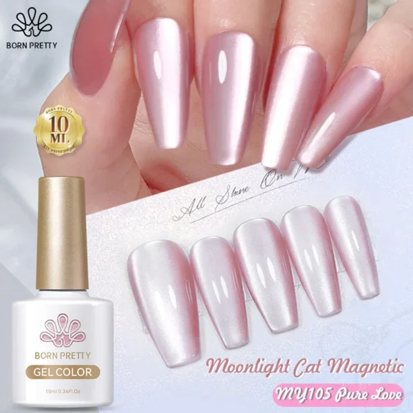 BORN PRETTY Nude Pink Moonlight Cat Magnetic Gel Super White Light Magnetic Nail Sparkling Varnis Semi Permanent 10ml Gel Polish - Image 2