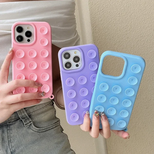 Suction Cup Soft Silicone Phone Case For iPhone 16 Pro Max 17 13 14 11 12 15 Pro Max Plus Anti-Slip Shockproof Candy Color Cover - Image 4