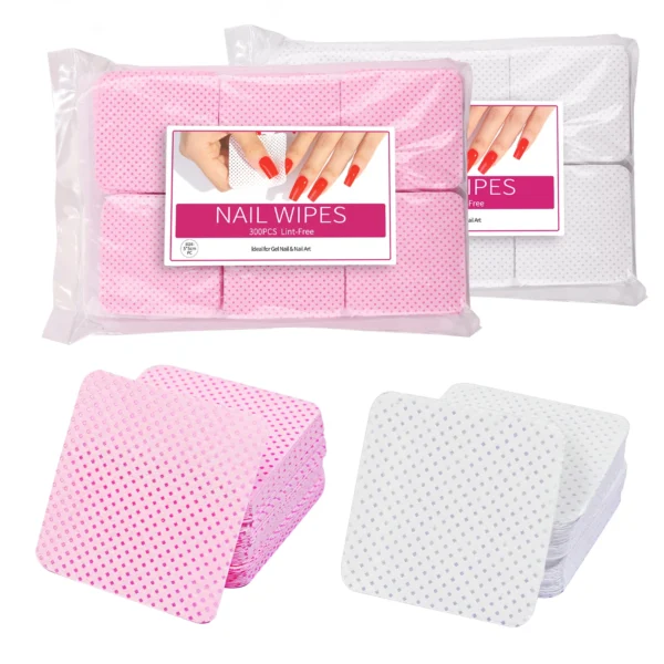 300pcs Cotton Gel Nail Polish Remover Wipes Nail Cleaning Pads Non Woven Lint-Free Nail Pads For Beauty Salon Nail Art Tool - Image 5